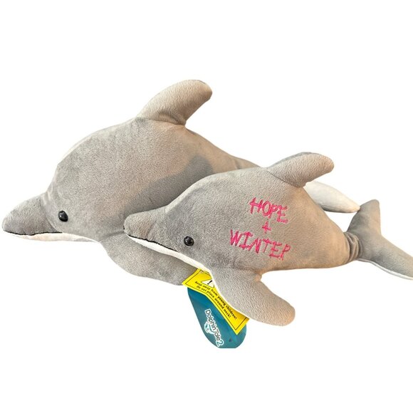 Mom & Baby Dolphins Hope & Winter Plush Stuffed Animals Fiesta - Picture 2 of 7